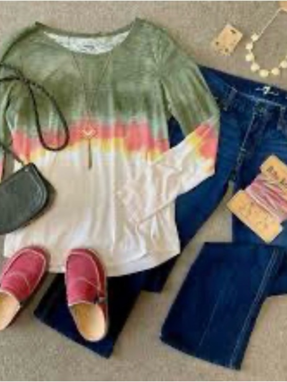 Sonoma Olive, Pink & Yellow Dip-Dye Long Sleeve Tee